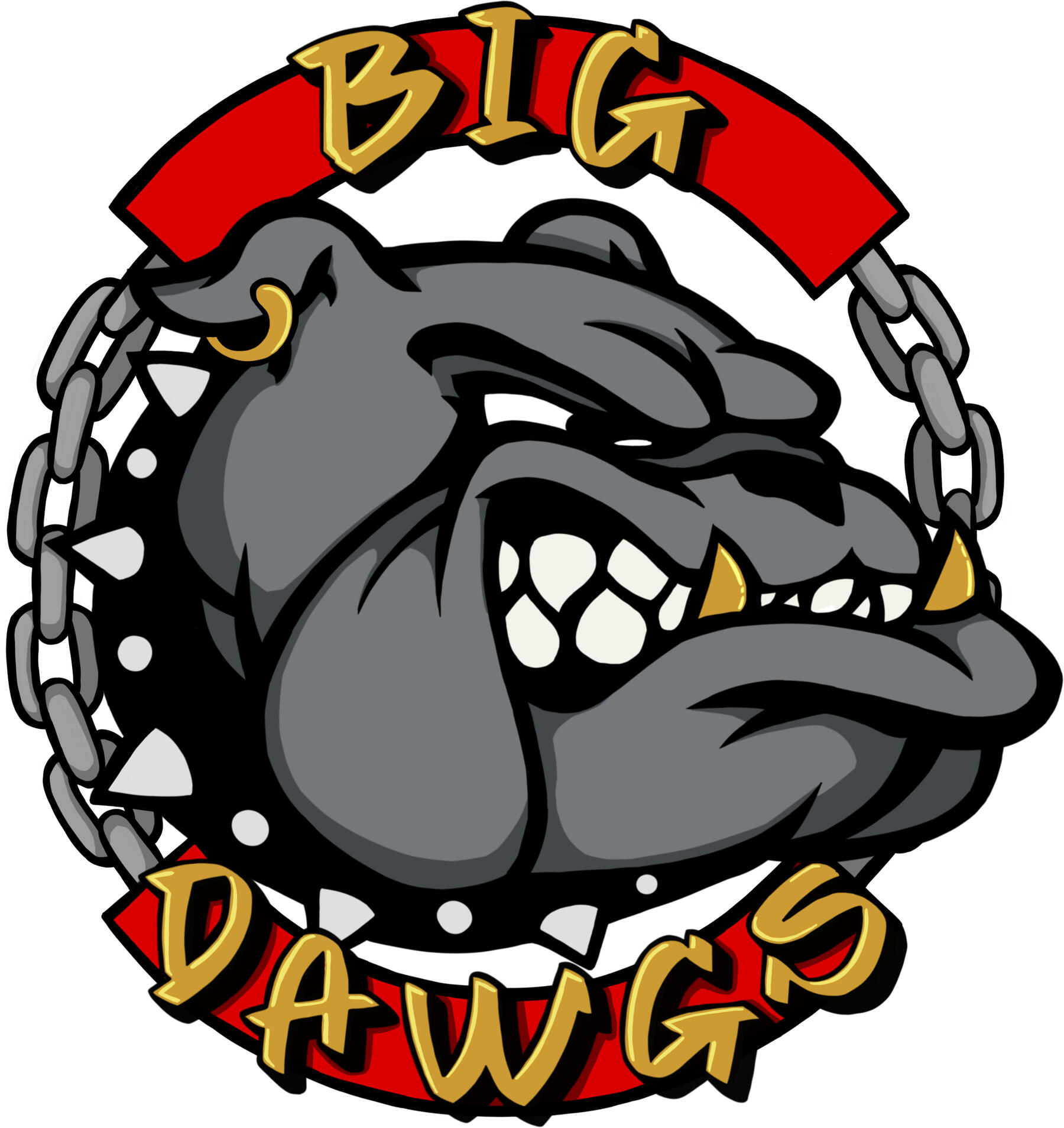Big Dawgs logo for custom vinyl, kiss cut, die cut, matte, glossy, and holographic stickers